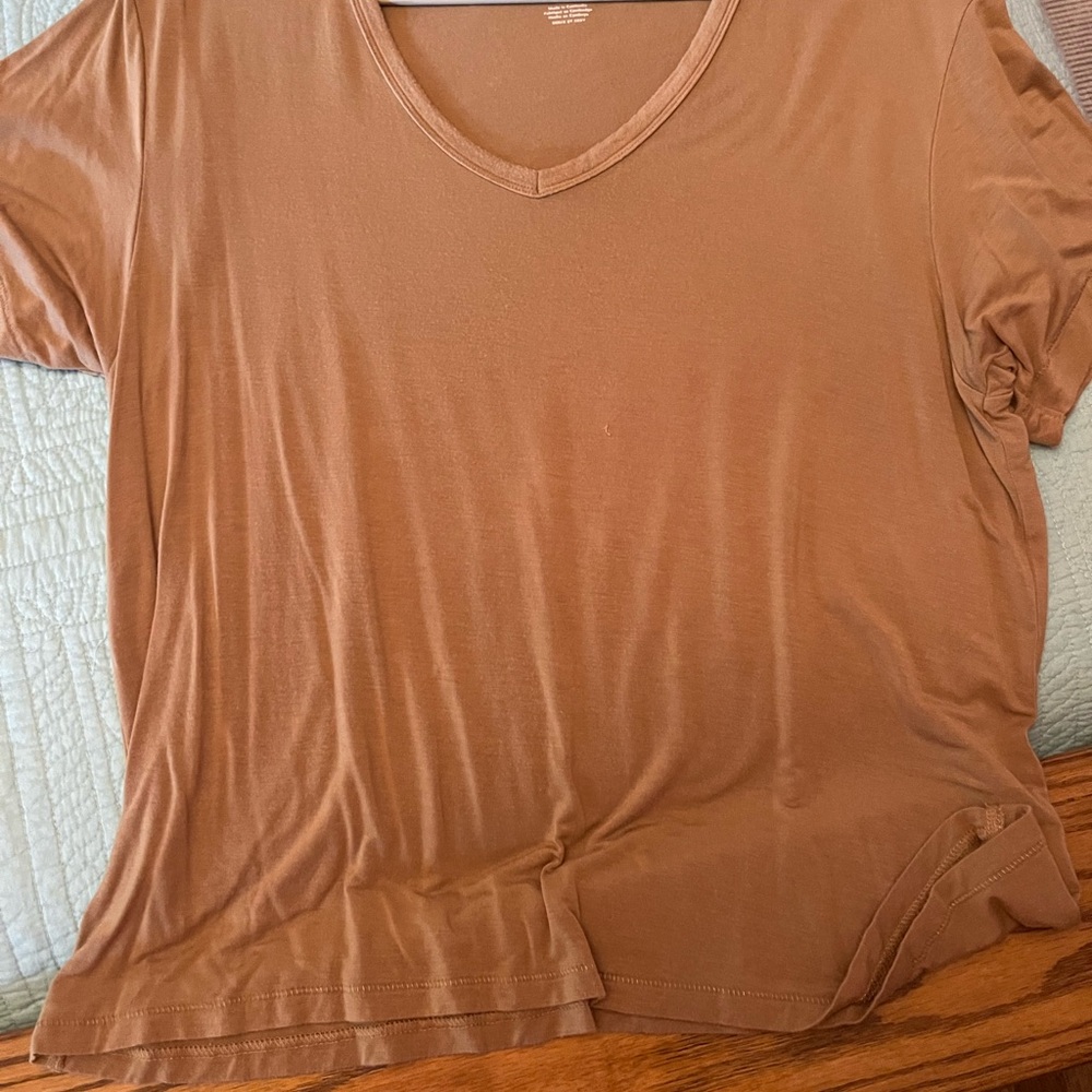 Women's Tan V-Neck Top